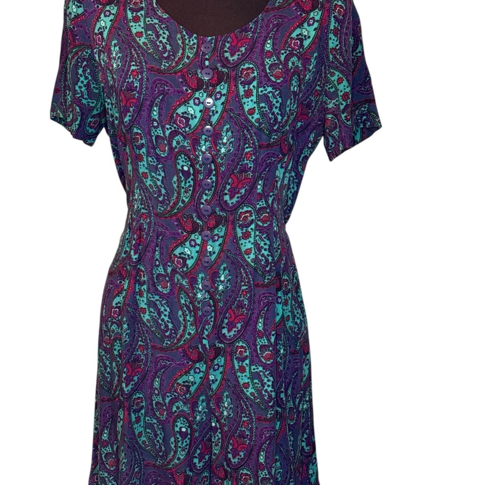 Vintage 80s Basic Edition Paisley Print romper - Purple and Teal